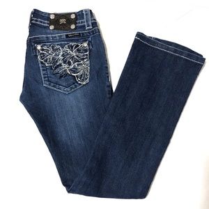 Miss Me Boot Cut Jeans with Flower Pockets